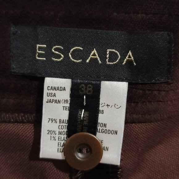 ESCADA Velvet Pants Wine Maroon Burgundy Flare Kick Boot Trousers 8 / 38 NEW - Picture 3 of 11